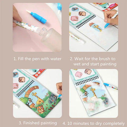 Magical Water Painting Book Reusable Magic Drawing Coloring Book for Kids